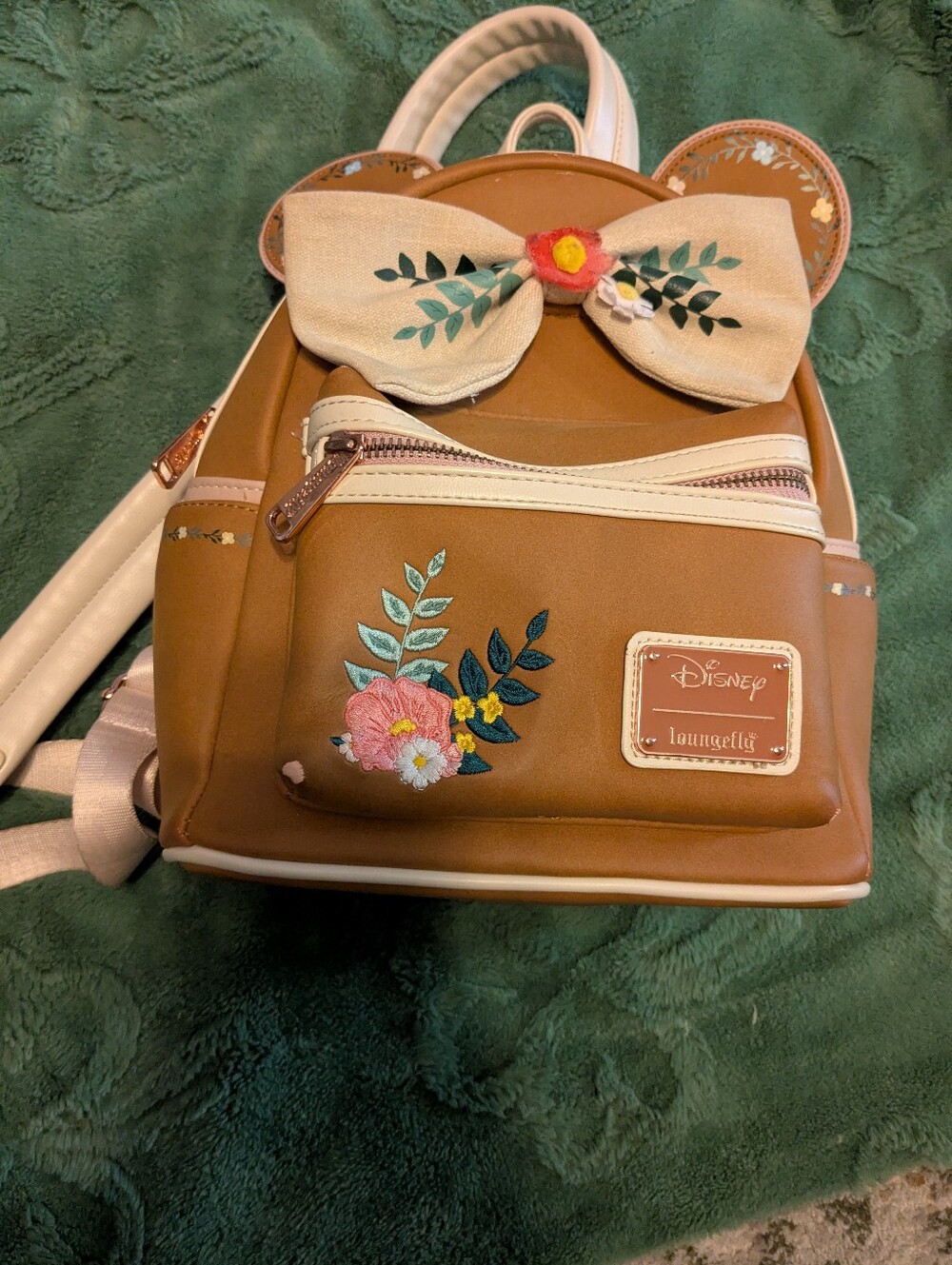 Disney x Loungefly Brown Floral Bow Mini Backpack for Kids